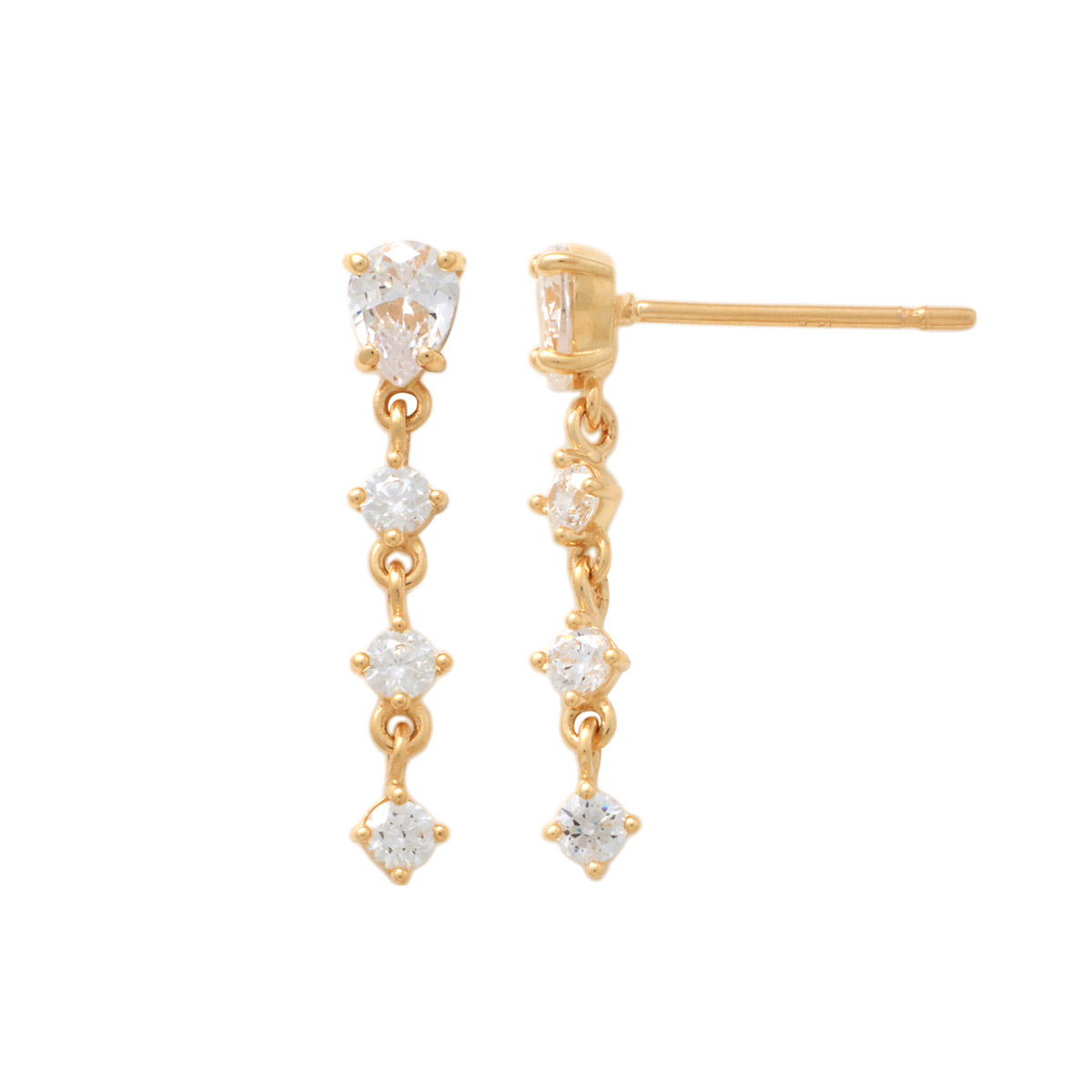 Lykka Casuals gold dangling earrings with zirconia 19 mm