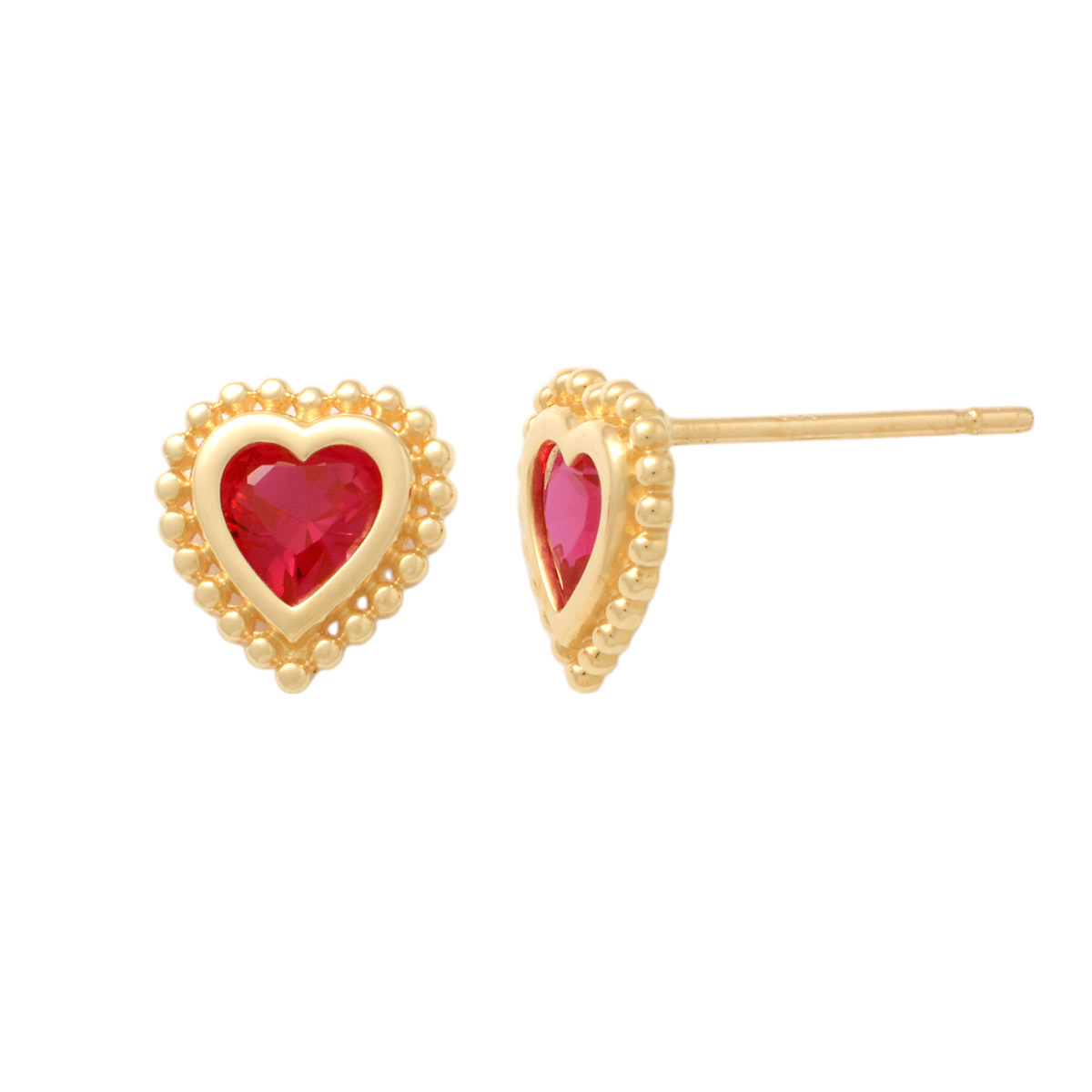 Lykka Hearts gold heart stud earrings 7.4 mm