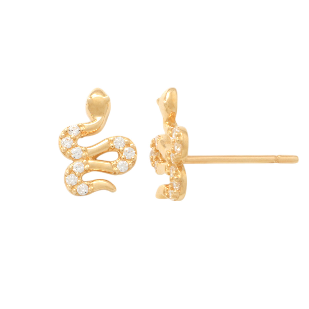 Lykka Symbols gold snake earrings with zirconia 8.3 mm