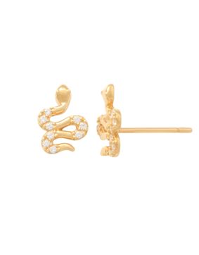 Lykken Symbols gold snake earrings with zirconia 8.3 mm