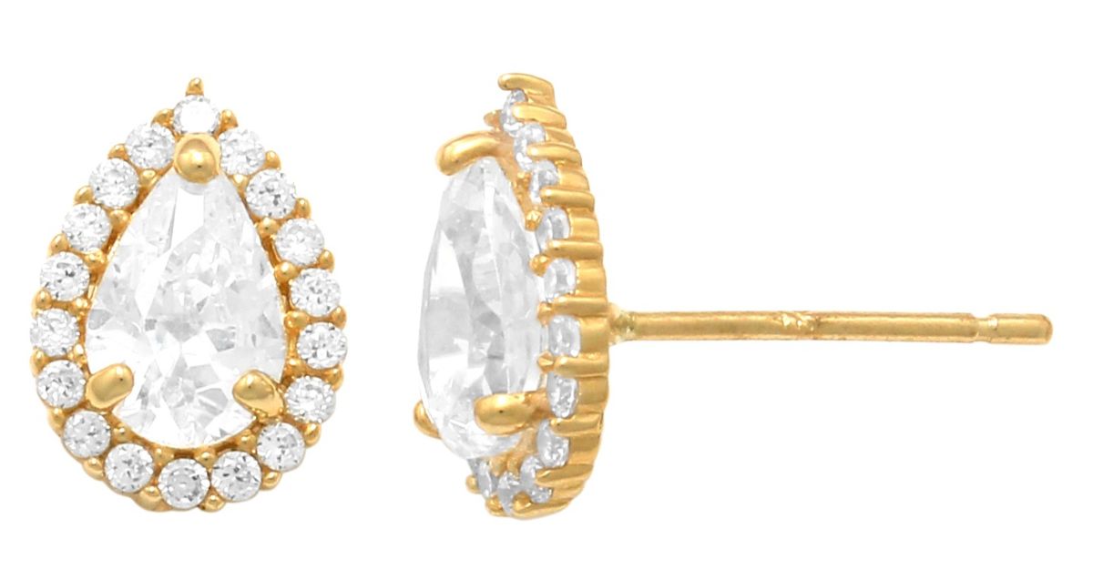 Lykka Casuals drop halo gold earrings 