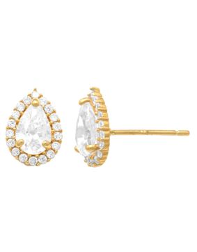 Lykka Casuals drop halo gold earrings