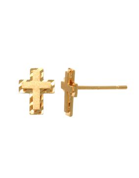 Lykken Crosses gold cross stud earrings 7.8 mm