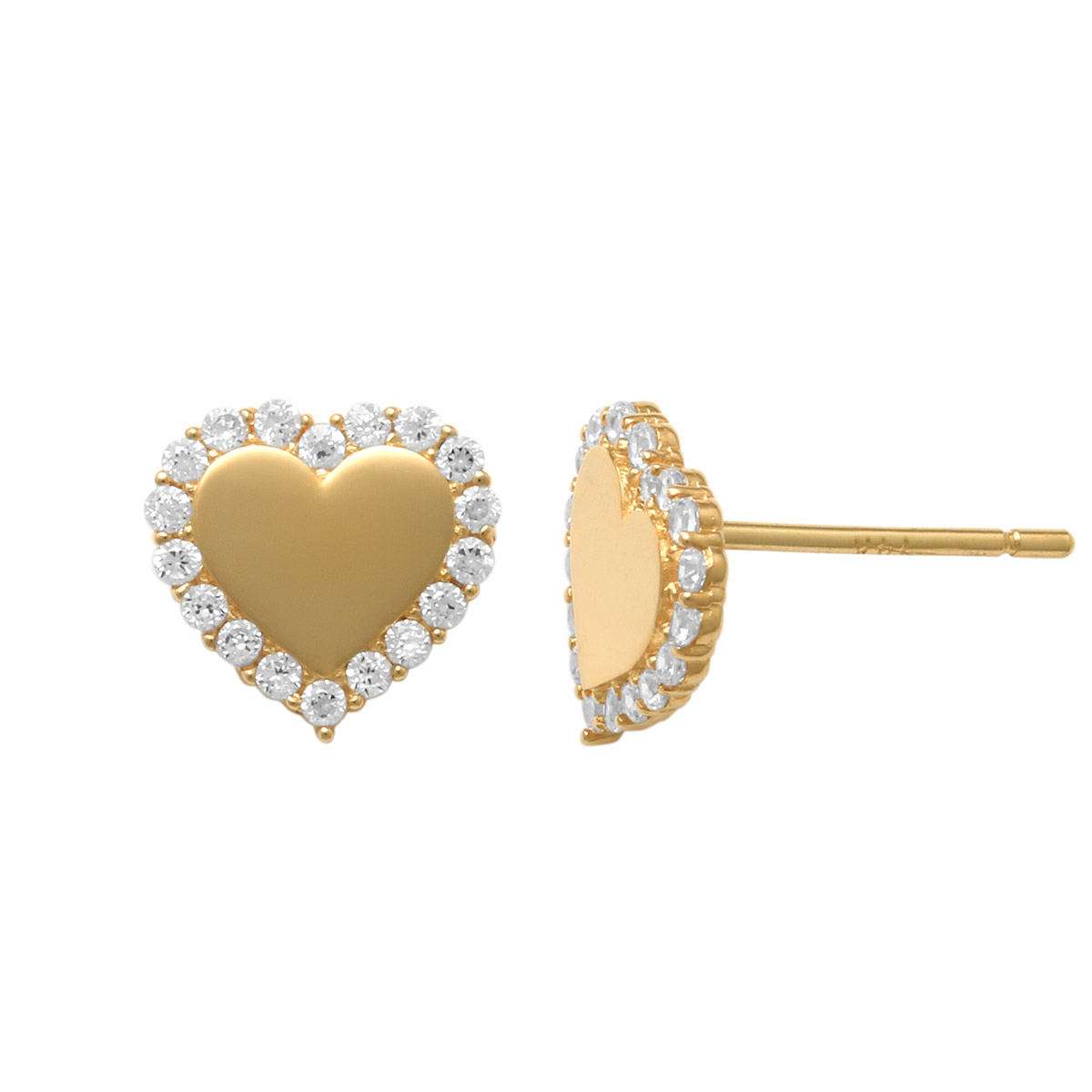 Lykka Hearts gold heart earrings with zirconia 7.3 mm