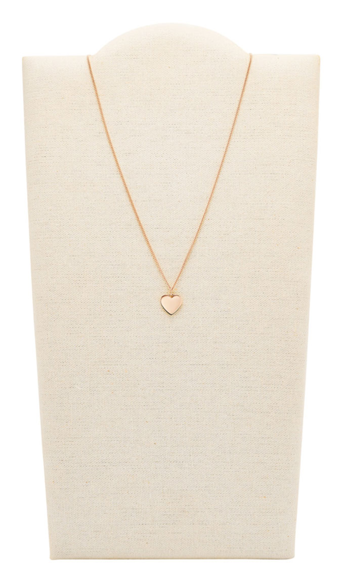 Fossil Heart Rose Gold-Tone Stainless Steel Necklace JF03021791