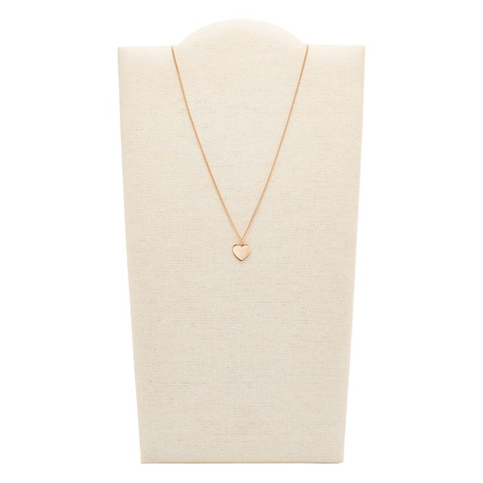 Fossil Heart Rose Gold-Tone Stainless Steel Necklace JF03021791