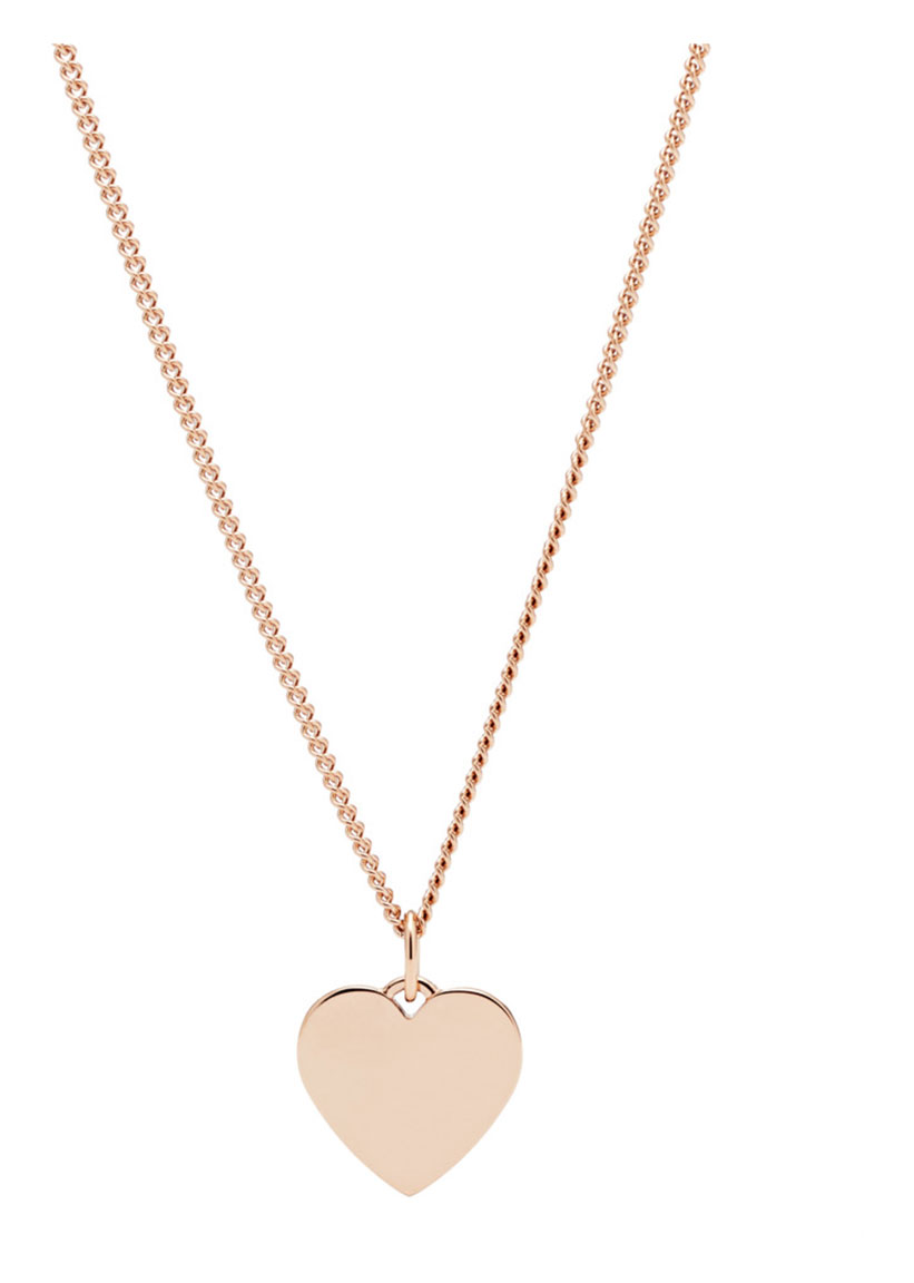 Fossil Heart Rose Gold-Tone Stainless Steel Necklace JF03021791