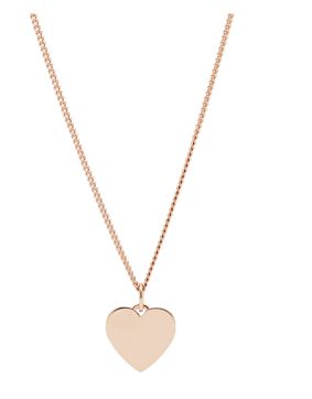 Fossil Heart Rose Gold-Tone Stainless Steel Necklace JF03021791