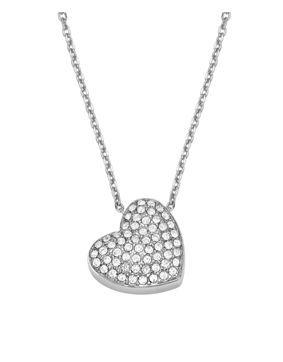 Fossil Sadie silver-colored pave heart necklace JF04674040