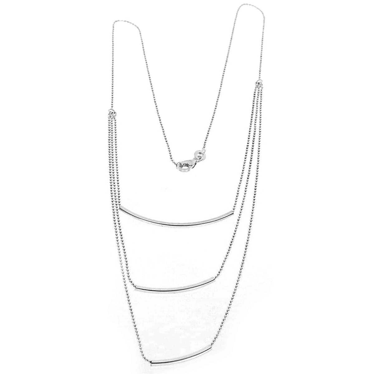 Triple silver chain necklace