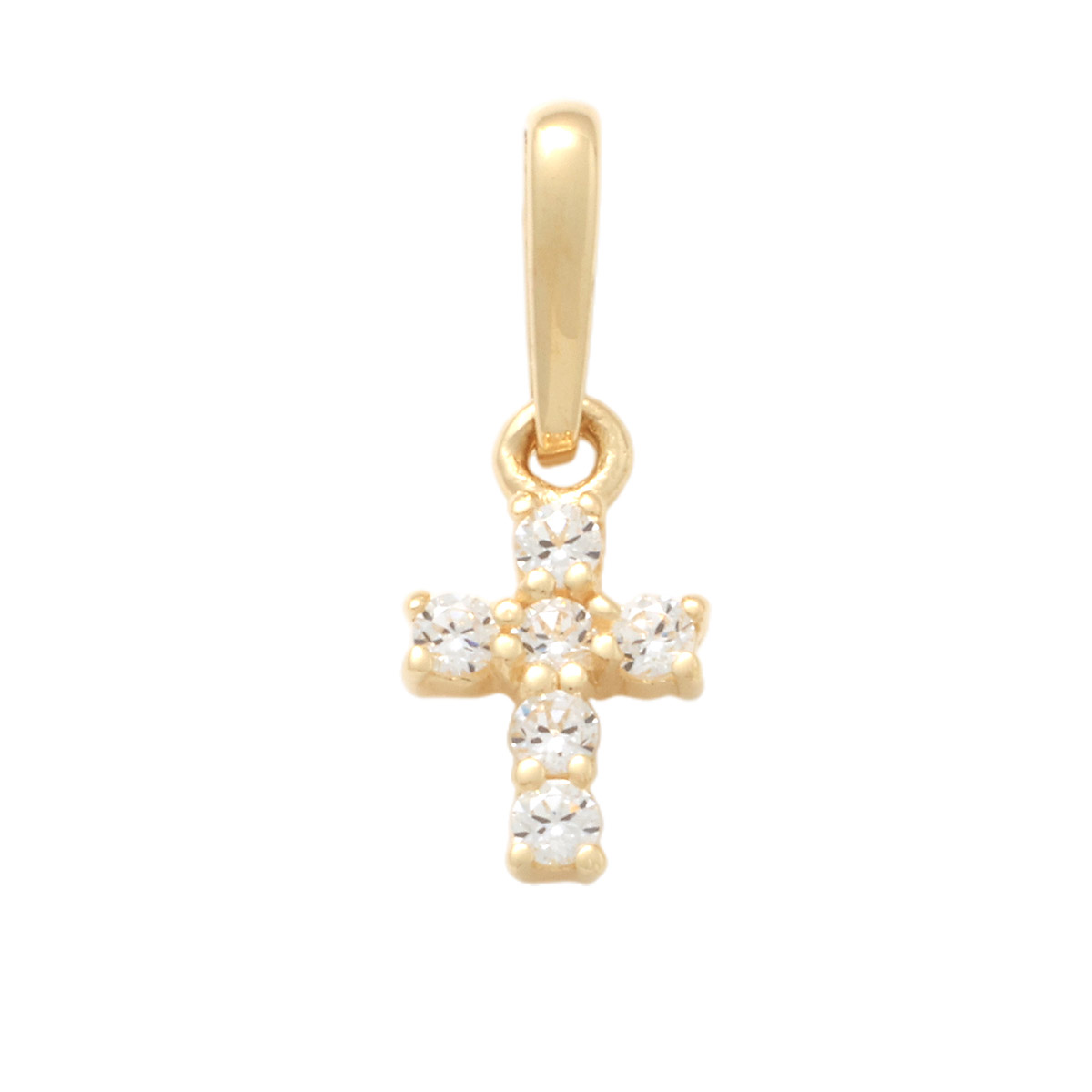 Lykka Crosses gold mini cross pendant with zirconia 5.8 mm