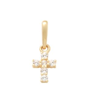 Lykken Crosses gold mini cross pendant with zirconia 5.8 mm