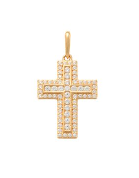 Lykken Crosses gold cross pendant with zirconia 17.2 mm