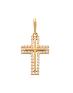 Lykken Crosses gold cross pendant with zirconia 14.3 mm