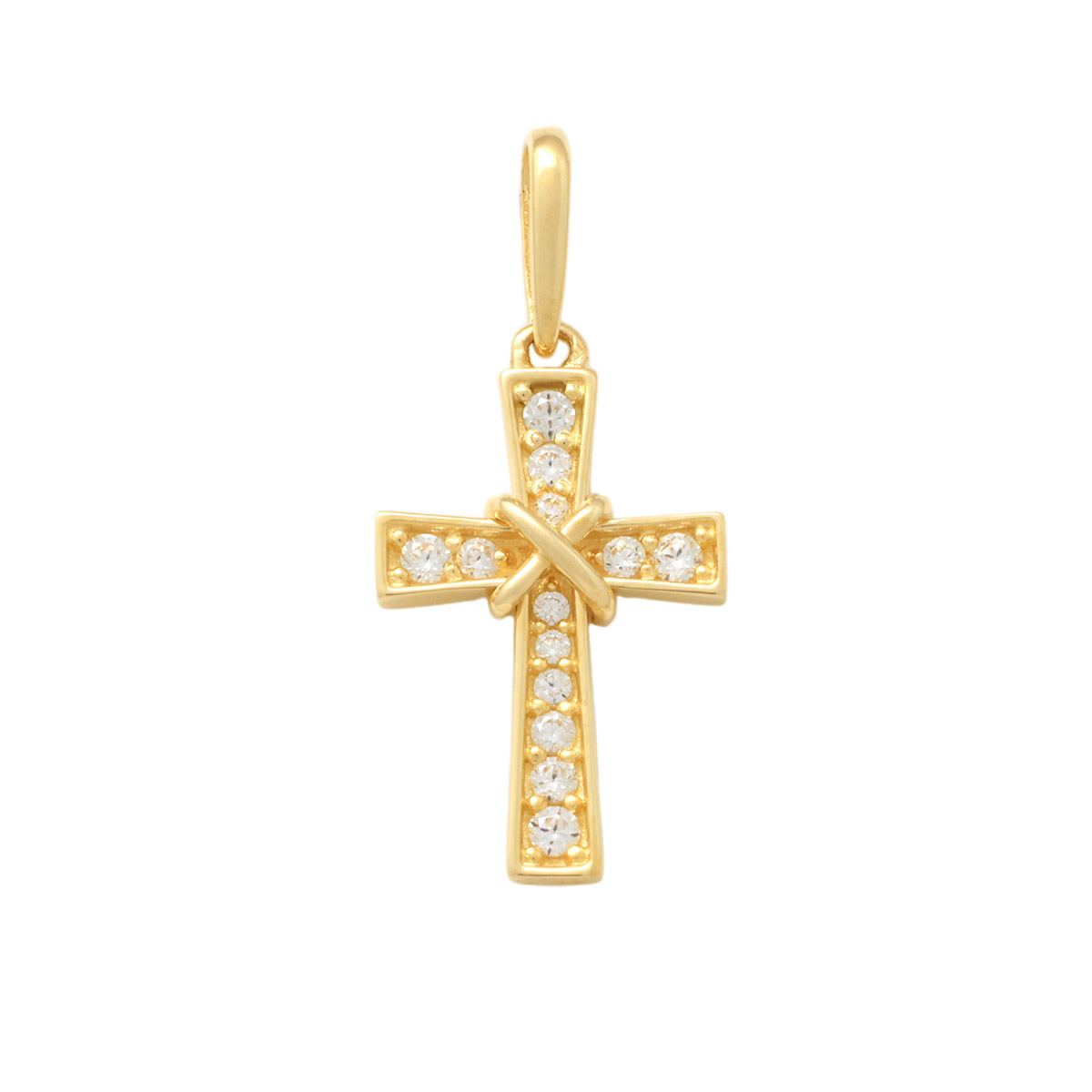 Lykka Crosses gold cross pendant with zirconia 13.5 mm