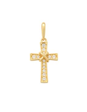 Lykken Crosses gold cross pendant with zirconia 13.5 mm