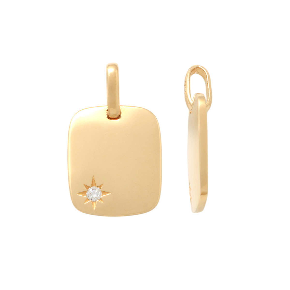 Lykka Casuals gold disc pendant with zirconia 11 mm