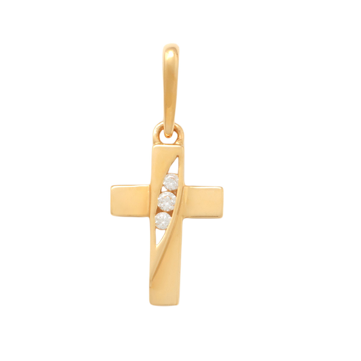 Lykka Crosses gold cross pendant with zirconia 10.4 mm