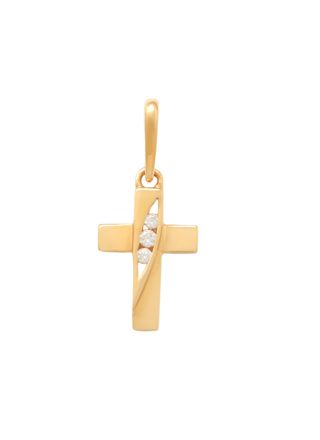 Lykka Crosses gold cross pendant with zirconia 10.4 mm