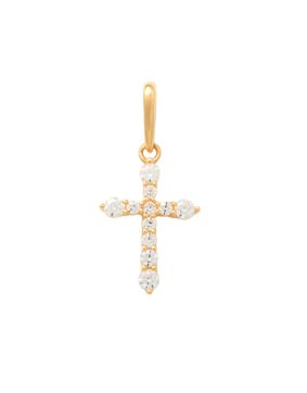 Lykken Crosses gold cross pendant with zirconia 11.7 mm