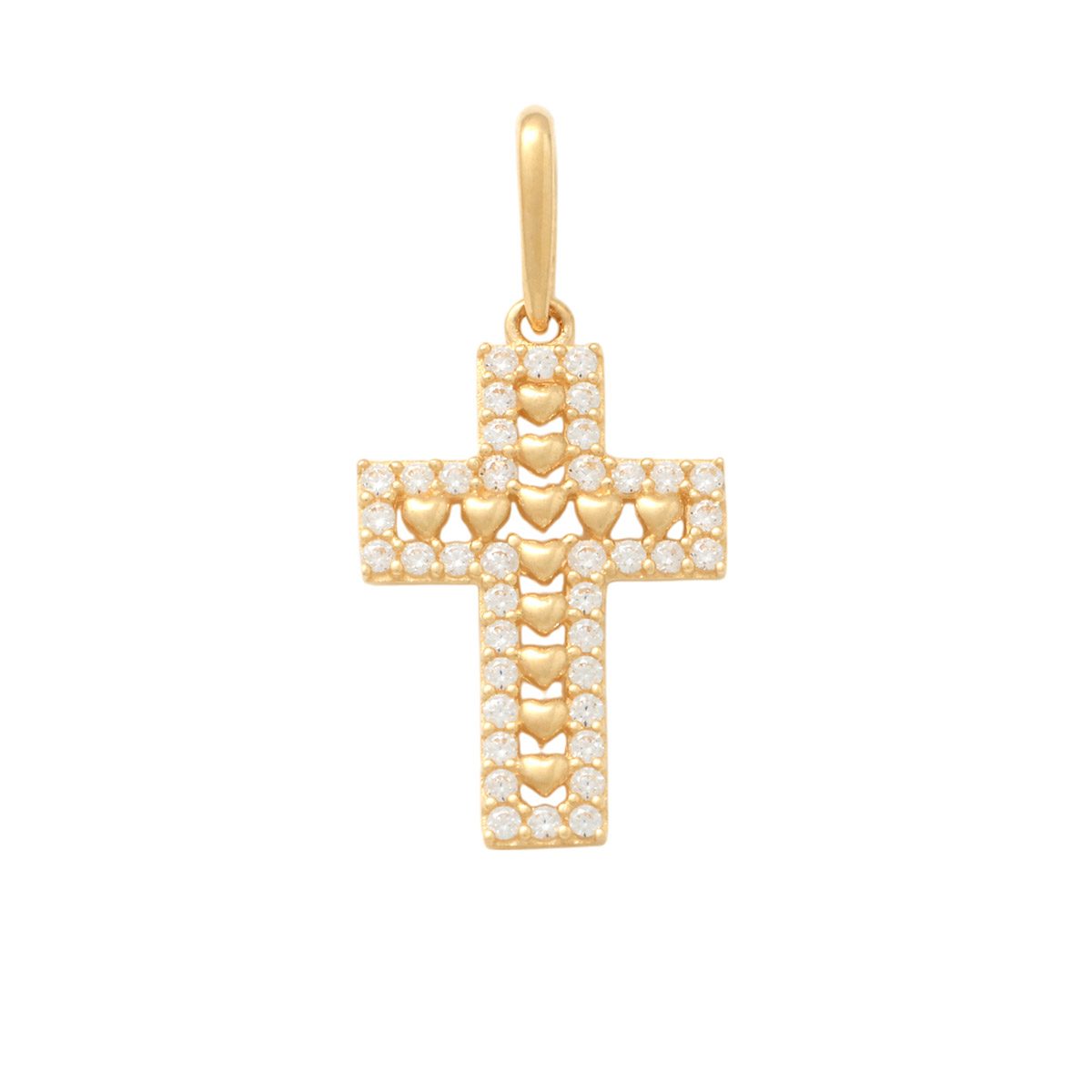 Lykka Crosses gold cross pendant with zirconia 14 mm