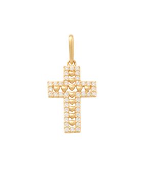Lykken Crosses gold cross pendant with zirconia 14 mm