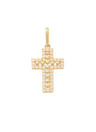 Lykka Crosses gold cross pendant with zirconia 14 mm