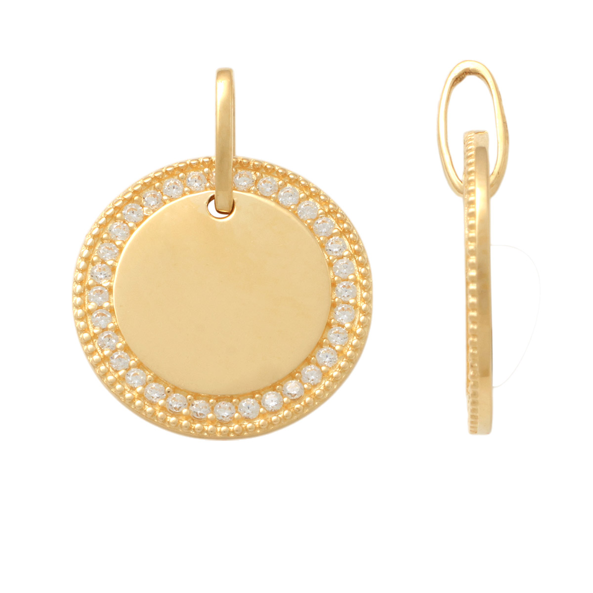 Lykka Casuals round gold pendant zirconia 12,5mm