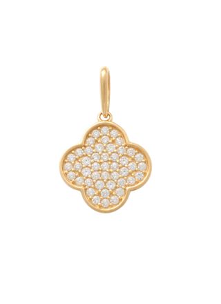 Lykka Symbols gold clover pendant with zirconia 8.5 mm