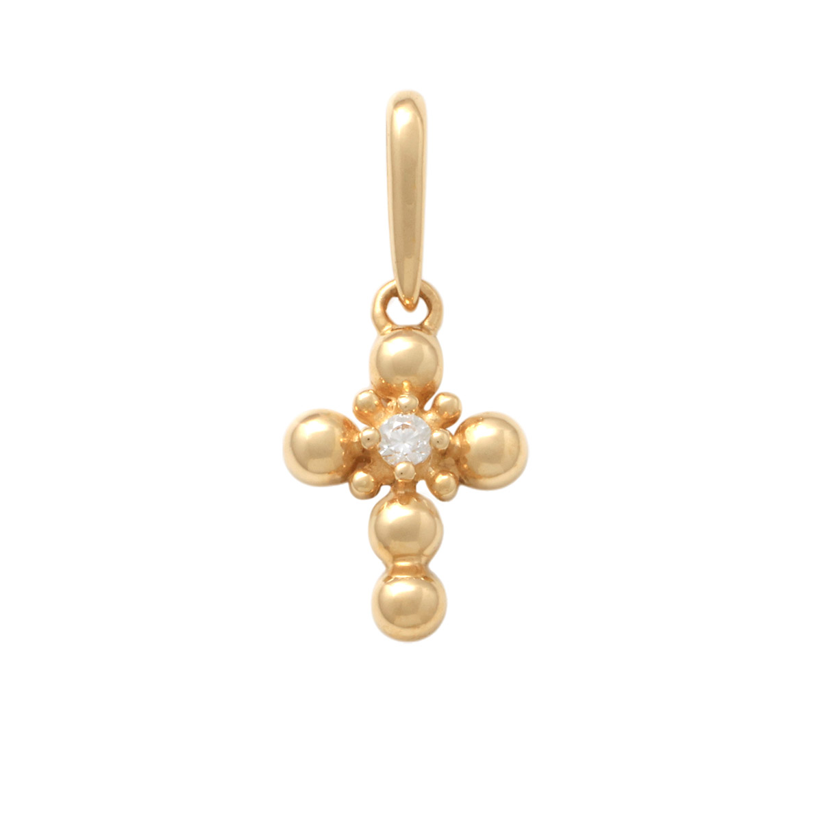 Lykka Crosses gold mini cross pendant with zirconia 8.6 mm