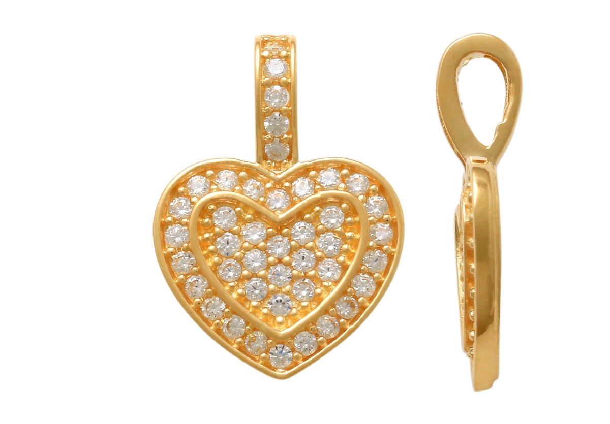 Pave yellow gold heart pendant
