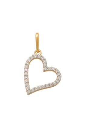 Tilted heart pendant in yellow gold