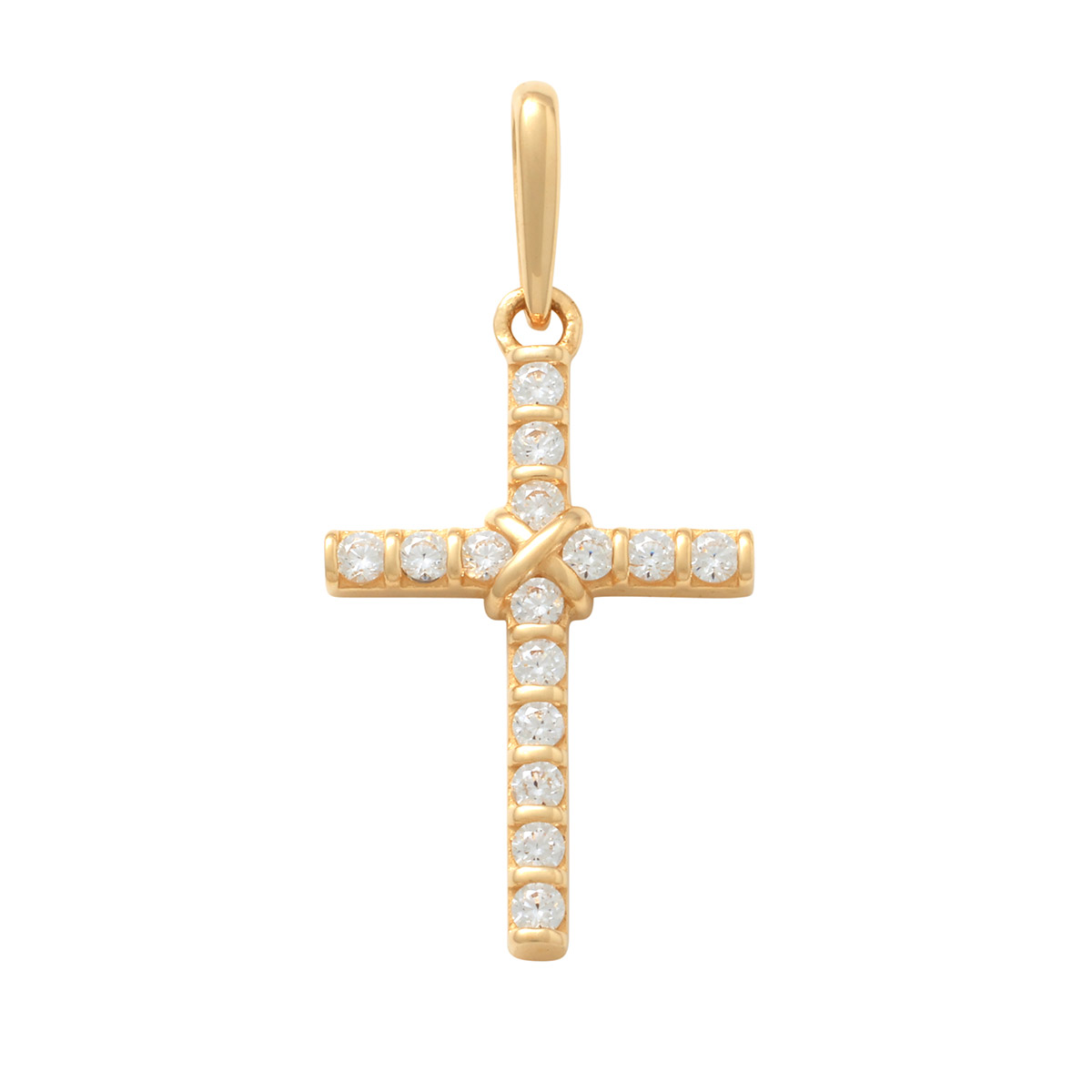 Lykka Crosses gold cross pendant with zirconia 15.3 mm