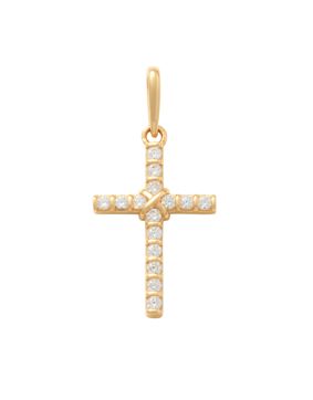 Lykken Crosses gold cross pendant with zirconia 15.3 mm