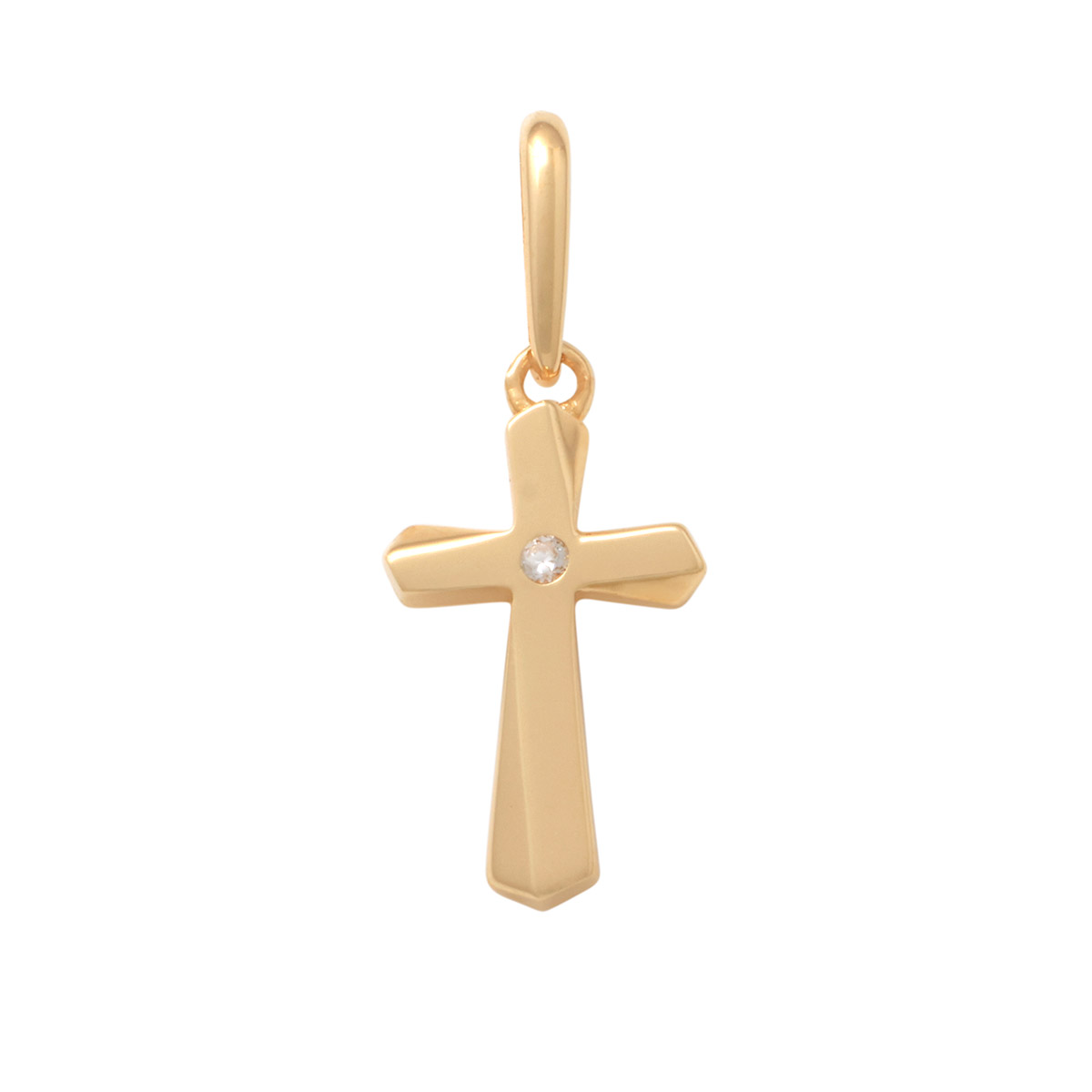 Lykka Crosses gold cross pendant with zirconia 11 mm