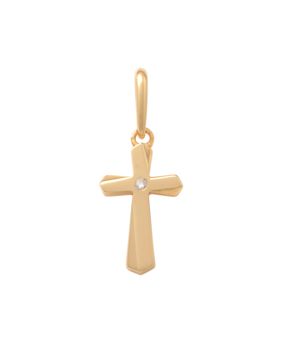Lykken Crosses gold cross pendant with zirconia 11 mm
