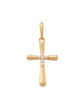 Lykken Crosses gold cross pendant with zirconia 14.1 mm