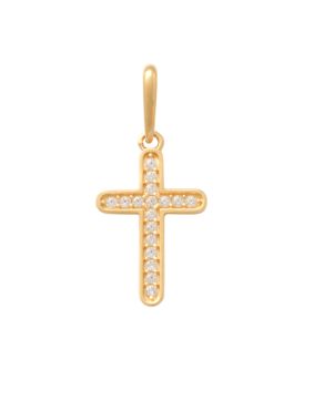 Lykken Crosses gold cross pendant with zirconia 12.4 mm