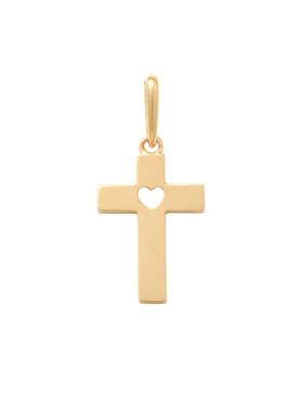 Lykken Crosses gold heart cross pendant 12.3 mm