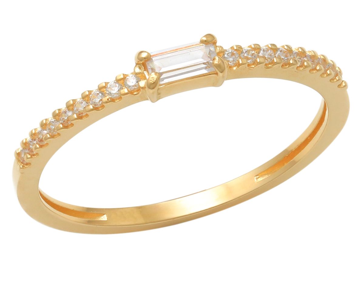 Lykka Casuals 9K baguette 9K side-stone gold ring 