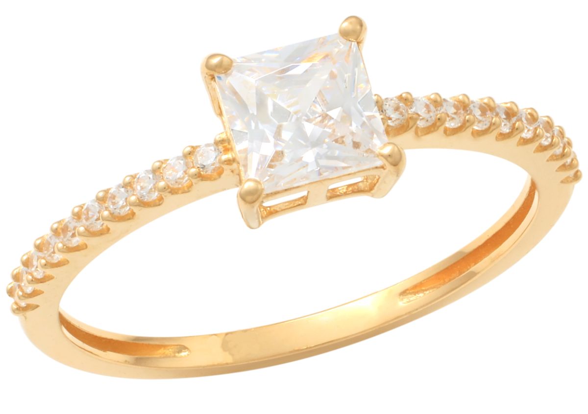 Lykka Casuals Princess yellow gold ring 