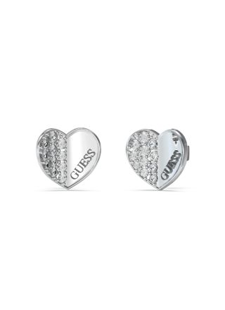 GUESS Lovely silver colored pave heart earrings JUBE03038JWRHT/U