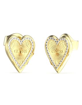 GUESS love me tender gold colored heart stud earrings JUBE03237JWYGT/U