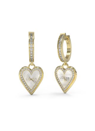 GUESS Love me tender gold colored heart earrings silver JUBE03239JWYGRHT/U