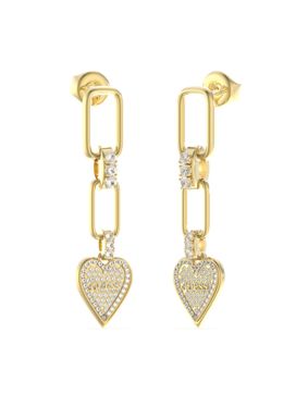 GUESS Love me tender gold colored pave heart earrings JUBE03247JWYGT/U