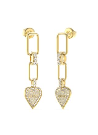GUESS Love me tender gold colored pave heart earrings JUBE03247JWYGT/U