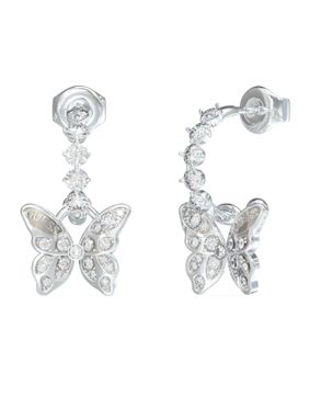 GUESS Chrysalis Pave silver-colored big butterfly earrings JUBE04111JWRHT/U