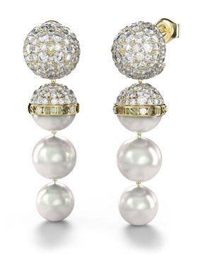 GUESS Calypso gold-colored pearl and crystal earrings JUBE04450JWYGT/U