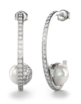 GUESS Calypso silver-colored pearl and crystal earrings JUBE04452JWRHT/U