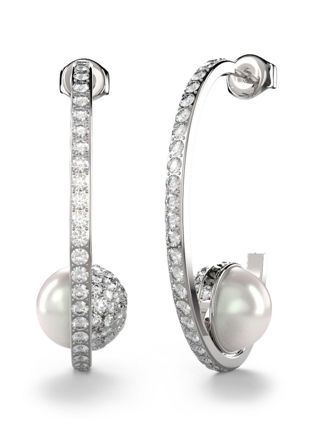 GUESS Calypso silver-colored pearl and crystal earrings JUBE04452JWRHT/U